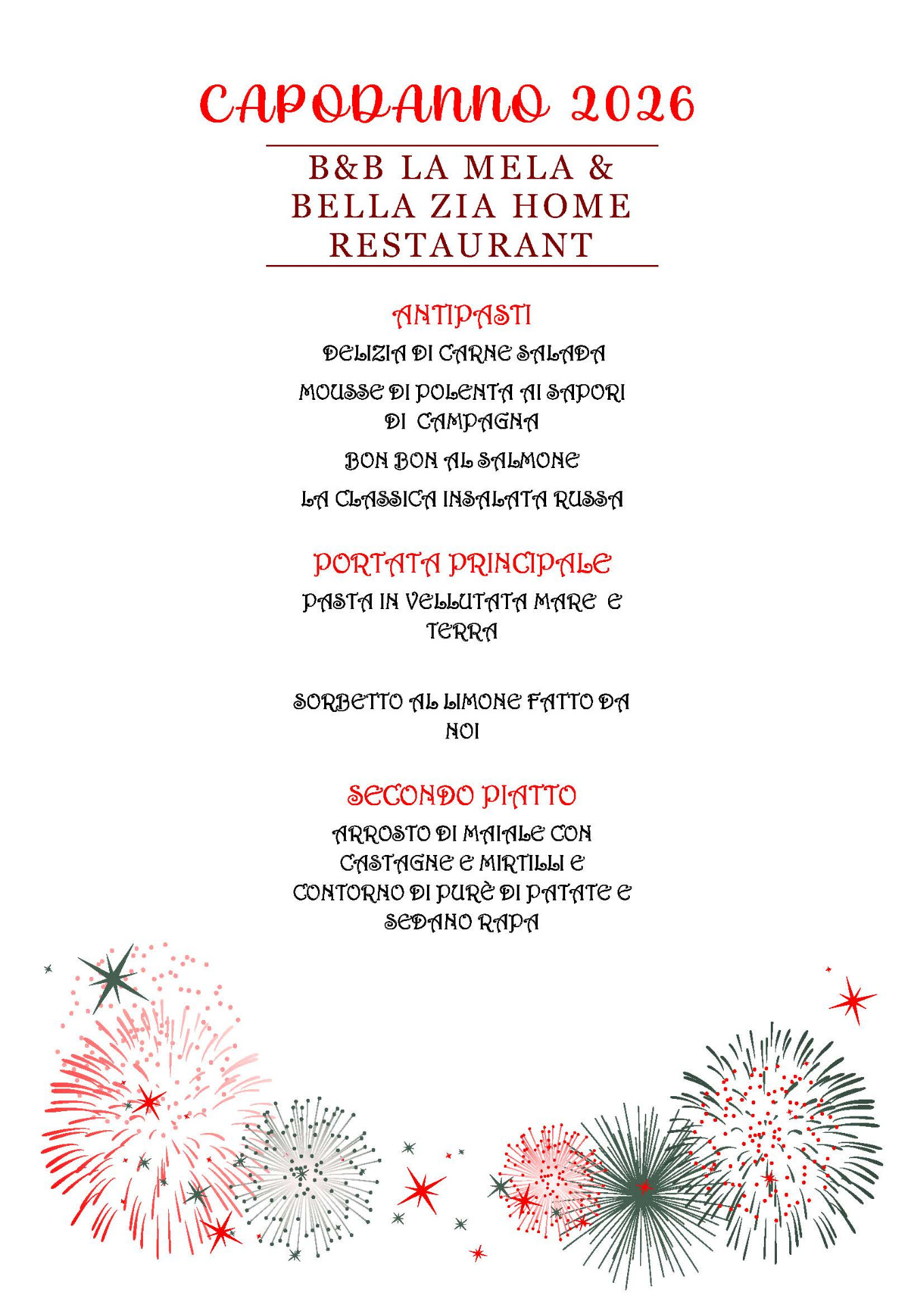 MENU' CAPODANNO parte Prima